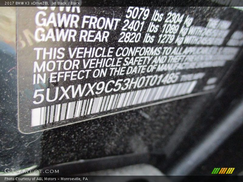 Jet Black / Black 2017 BMW X3 xDrive28i