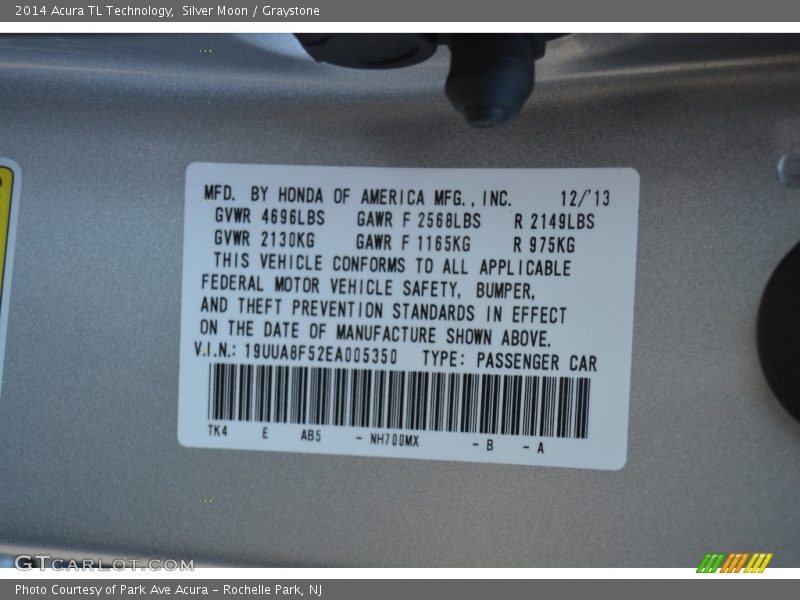 Silver Moon / Graystone 2014 Acura TL Technology