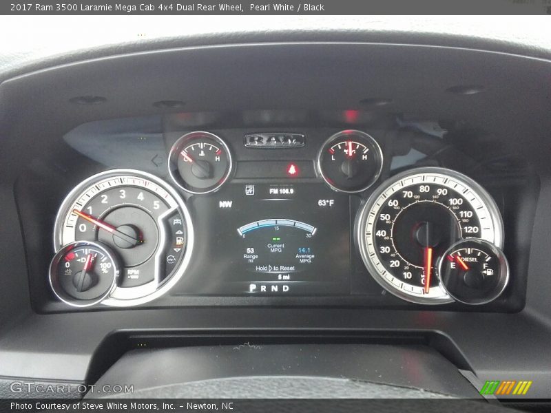 Pearl White / Black 2017 Ram 3500 Laramie Mega Cab 4x4 Dual Rear Wheel