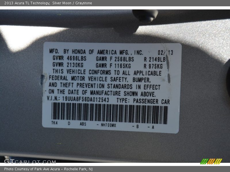 Silver Moon / Graystone 2013 Acura TL Technology