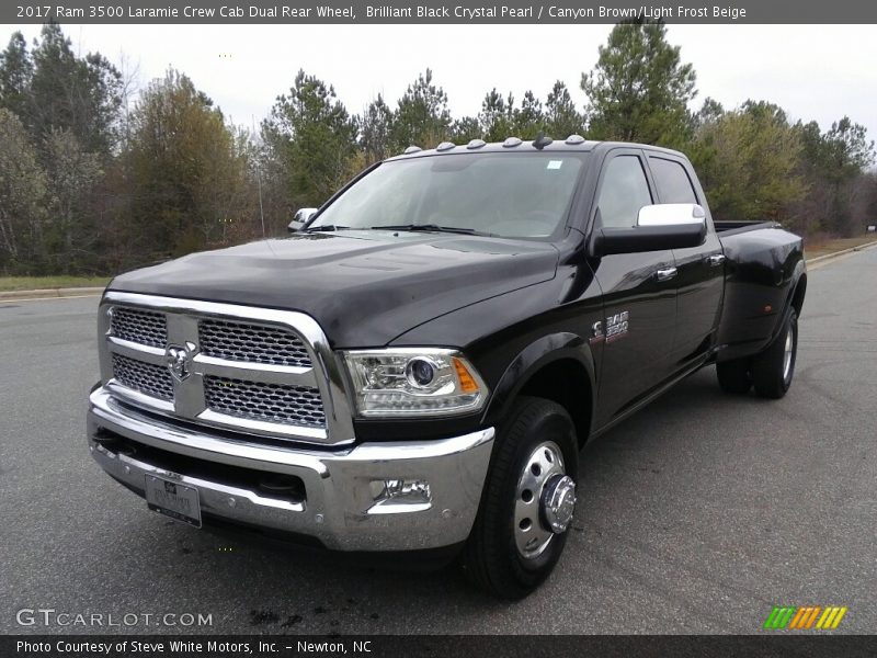 Brilliant Black Crystal Pearl / Canyon Brown/Light Frost Beige 2017 Ram 3500 Laramie Crew Cab Dual Rear Wheel