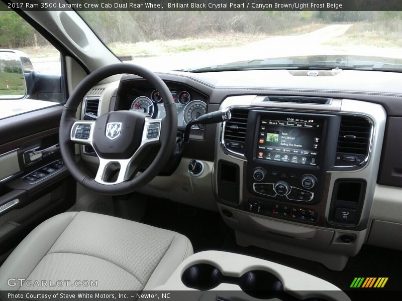 Brilliant Black Crystal Pearl / Canyon Brown/Light Frost Beige 2017 Ram 3500 Laramie Crew Cab Dual Rear Wheel