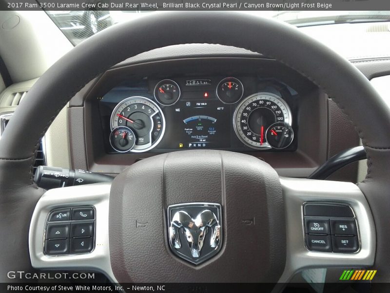 Brilliant Black Crystal Pearl / Canyon Brown/Light Frost Beige 2017 Ram 3500 Laramie Crew Cab Dual Rear Wheel