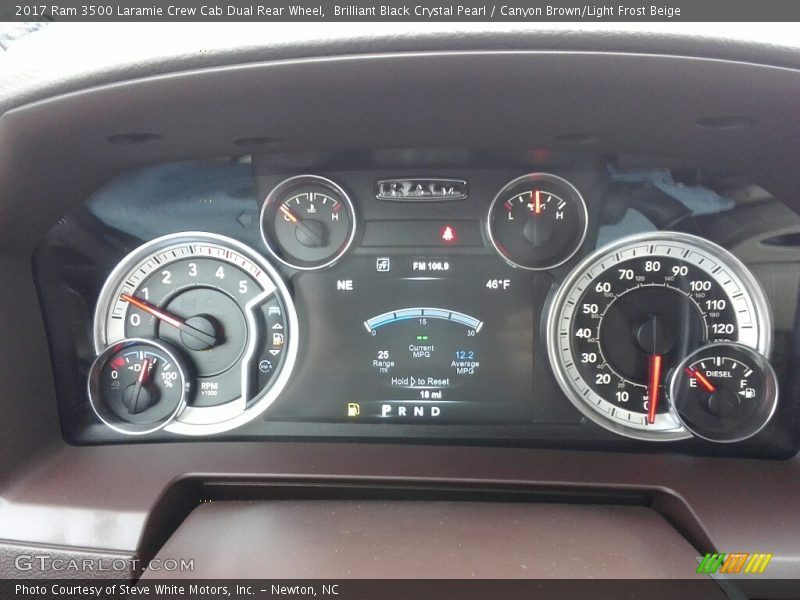Brilliant Black Crystal Pearl / Canyon Brown/Light Frost Beige 2017 Ram 3500 Laramie Crew Cab Dual Rear Wheel