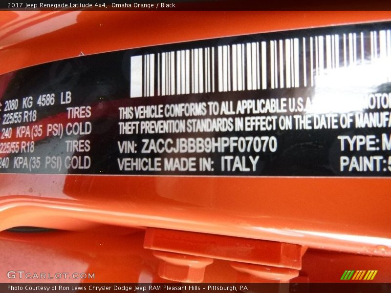 Omaha Orange / Black 2017 Jeep Renegade Latitude 4x4