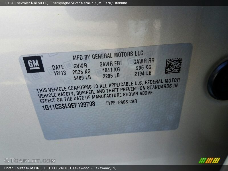 Champagne Silver Metallic / Jet Black/Titanium 2014 Chevrolet Malibu LT