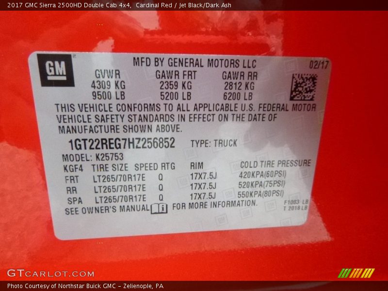 Cardinal Red / Jet Black/Dark Ash 2017 GMC Sierra 2500HD Double Cab 4x4