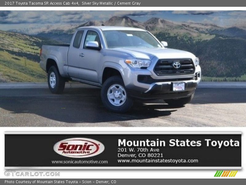 Silver Sky Metallic / Cement Gray 2017 Toyota Tacoma SR Access Cab 4x4
