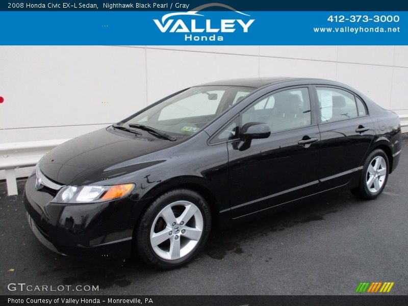 Nighthawk Black Pearl / Gray 2008 Honda Civic EX-L Sedan
