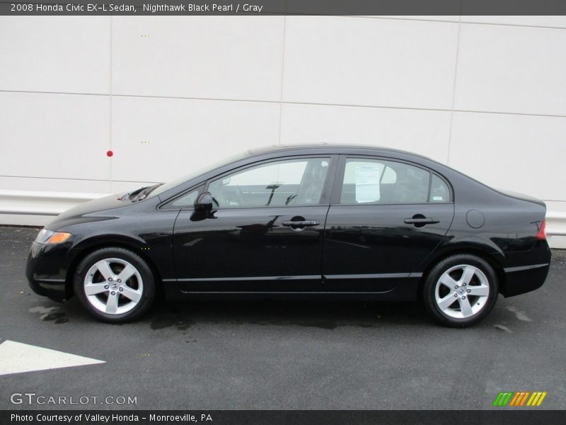 Nighthawk Black Pearl / Gray 2008 Honda Civic EX-L Sedan