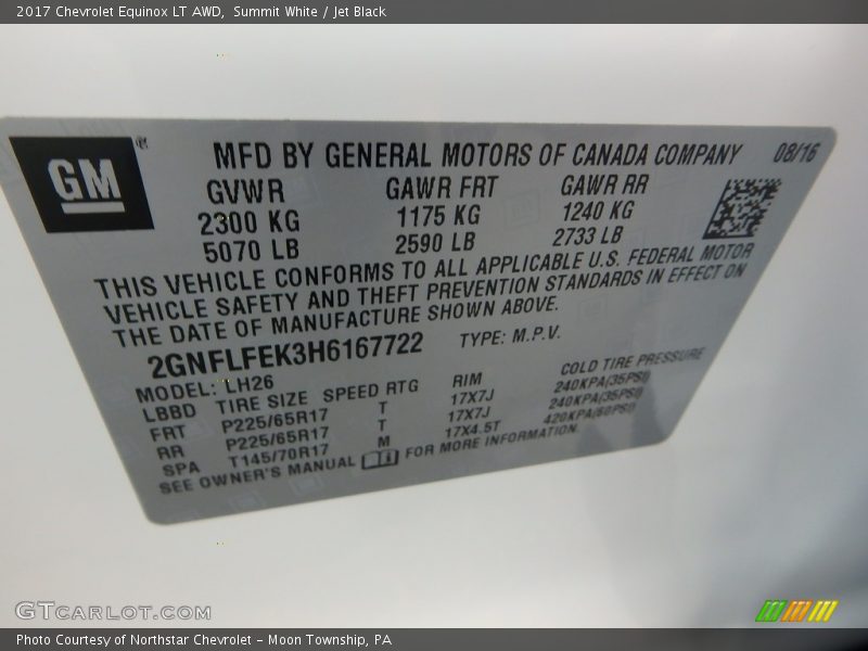 Summit White / Jet Black 2017 Chevrolet Equinox LT AWD