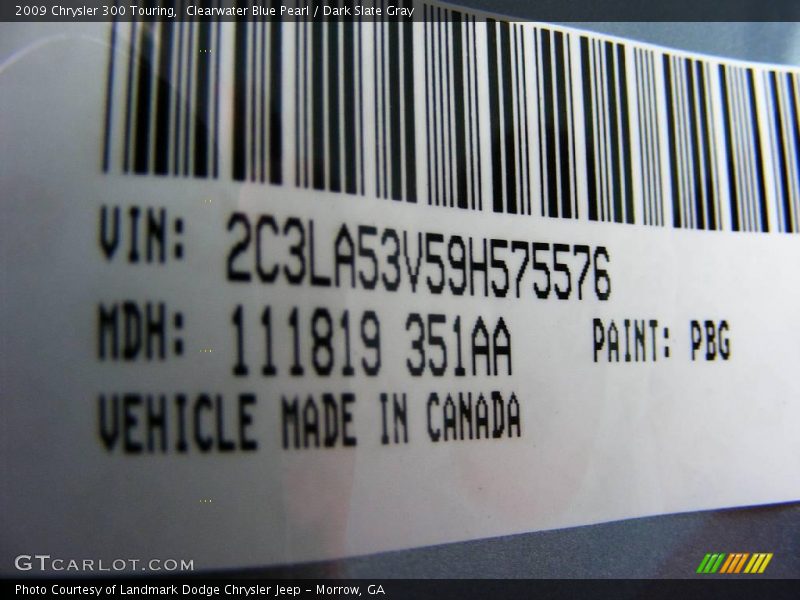 Clearwater Blue Pearl / Dark Slate Gray 2009 Chrysler 300 Touring