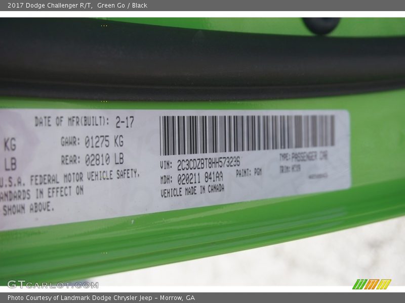 Green Go / Black 2017 Dodge Challenger R/T
