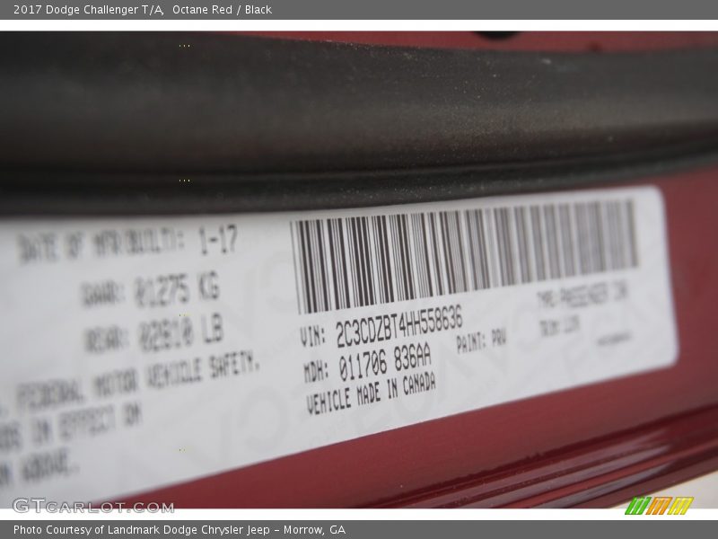 Octane Red / Black 2017 Dodge Challenger T/A