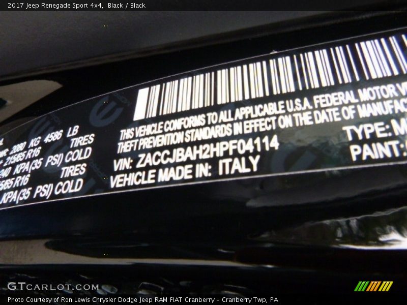 Black / Black 2017 Jeep Renegade Sport 4x4