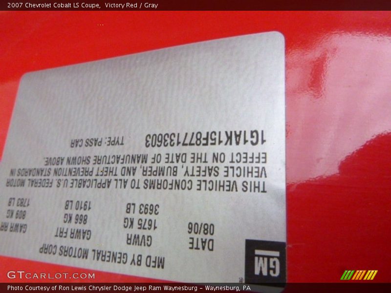 Victory Red / Gray 2007 Chevrolet Cobalt LS Coupe