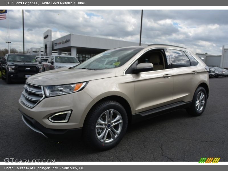 White Gold Metallic / Dune 2017 Ford Edge SEL