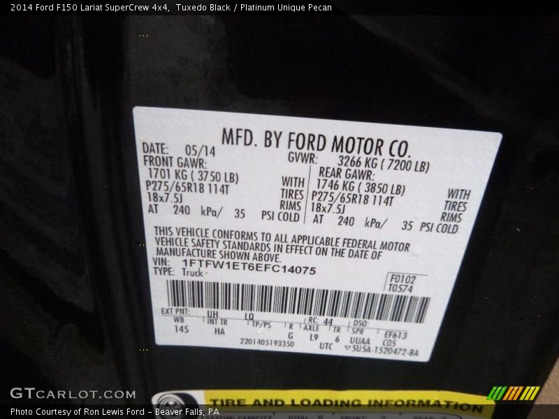 Tuxedo Black / Platinum Unique Pecan 2014 Ford F150 Lariat SuperCrew 4x4
