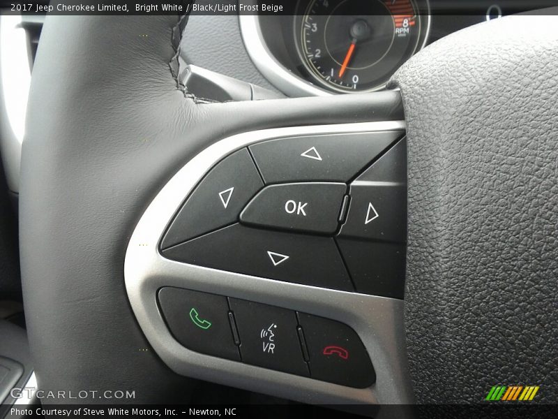 Bright White / Black/Light Frost Beige 2017 Jeep Cherokee Limited