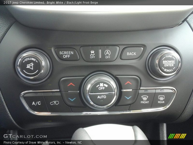 Bright White / Black/Light Frost Beige 2017 Jeep Cherokee Limited
