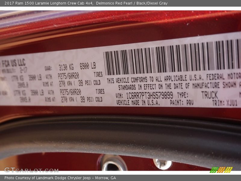 Delmonico Red Pearl / Black/Diesel Gray 2017 Ram 1500 Laramie Longhorn Crew Cab 4x4