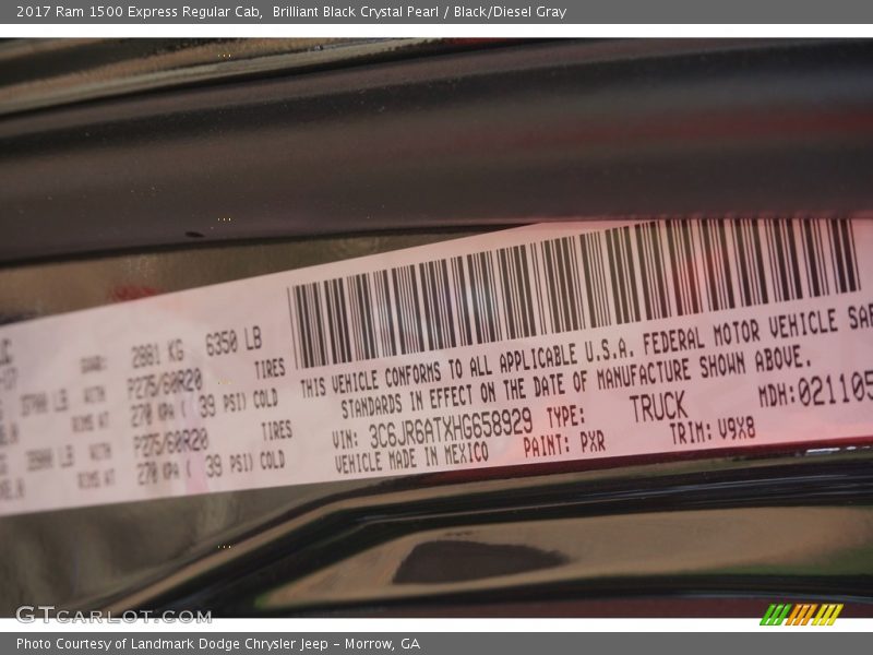 Brilliant Black Crystal Pearl / Black/Diesel Gray 2017 Ram 1500 Express Regular Cab
