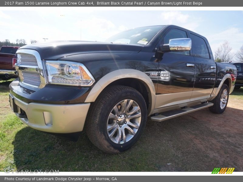Brilliant Black Crystal Pearl / Canyon Brown/Light Frost Beige 2017 Ram 1500 Laramie Longhorn Crew Cab 4x4