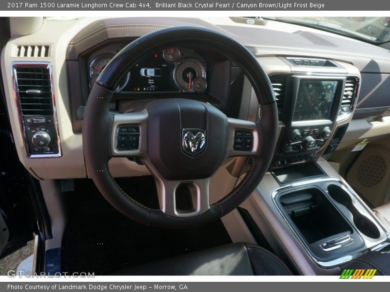 Brilliant Black Crystal Pearl / Canyon Brown/Light Frost Beige 2017 Ram 1500 Laramie Longhorn Crew Cab 4x4