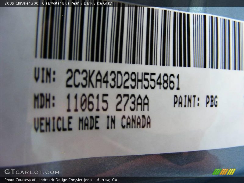 Clearwater Blue Pearl / Dark Slate Gray 2009 Chrysler 300