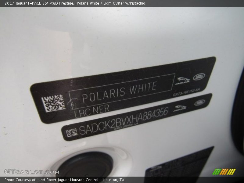 Polaris White / Light Oyster w/Pistachio 2017 Jaguar F-PACE 35t AWD Prestige