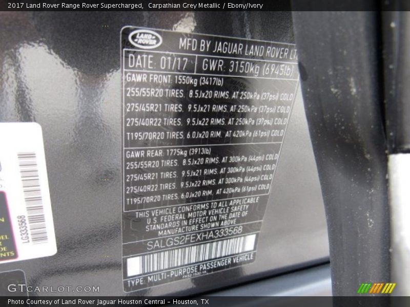 Carpathian Grey Metallic / Ebony/Ivory 2017 Land Rover Range Rover Supercharged