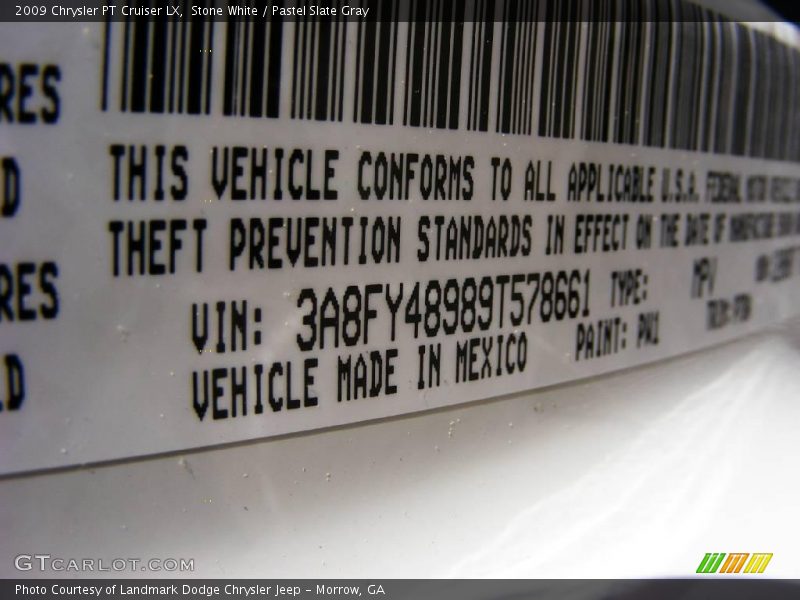 Stone White / Pastel Slate Gray 2009 Chrysler PT Cruiser LX