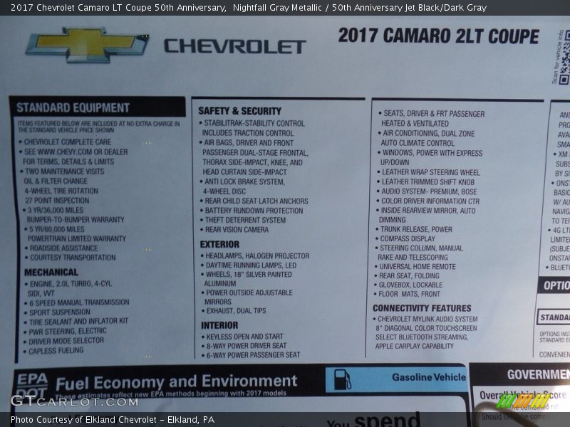 Nightfall Gray Metallic / 50th Anniversary Jet Black/Dark Gray 2017 Chevrolet Camaro LT Coupe 50th Anniversary