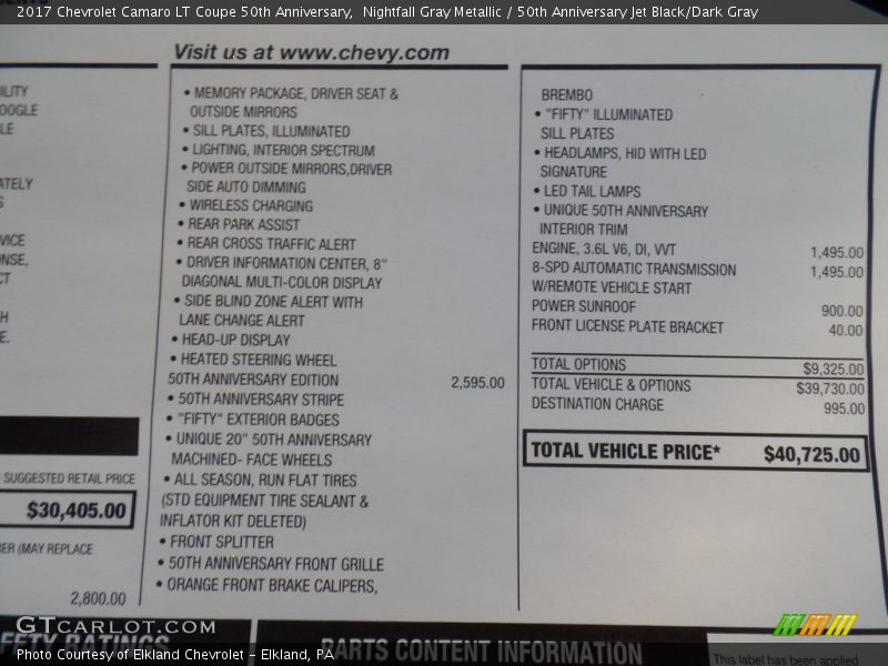 Nightfall Gray Metallic / 50th Anniversary Jet Black/Dark Gray 2017 Chevrolet Camaro LT Coupe 50th Anniversary