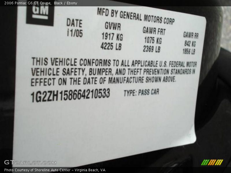 Black / Ebony 2006 Pontiac G6 GT Coupe
