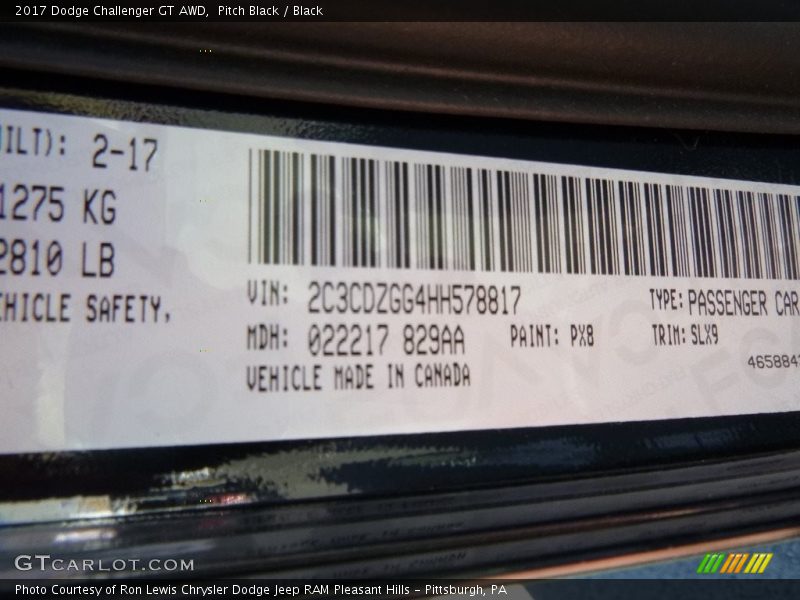 Pitch Black / Black 2017 Dodge Challenger GT AWD