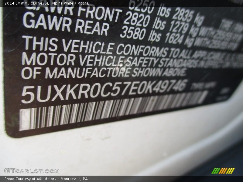 Alpine White / Mocha 2014 BMW X5 xDrive35i