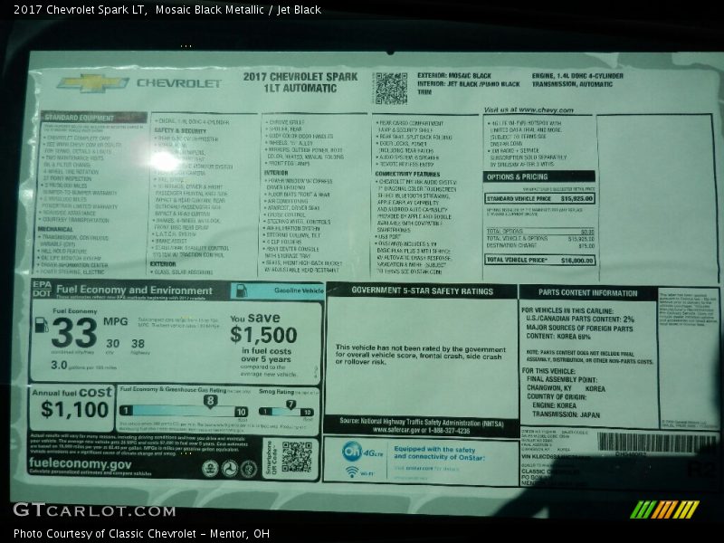 Mosaic Black Metallic / Jet Black 2017 Chevrolet Spark LT