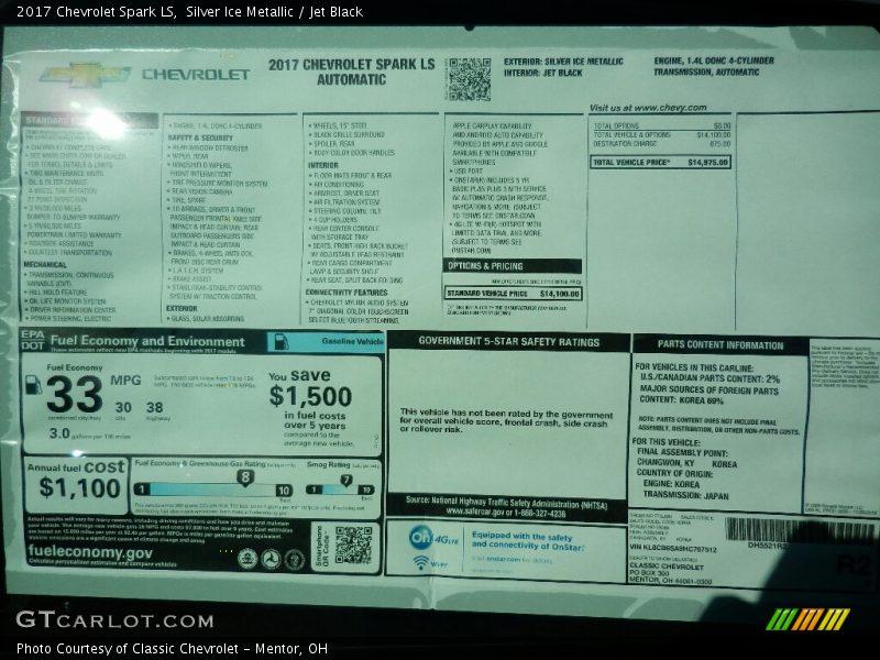 Silver Ice Metallic / Jet Black 2017 Chevrolet Spark LS