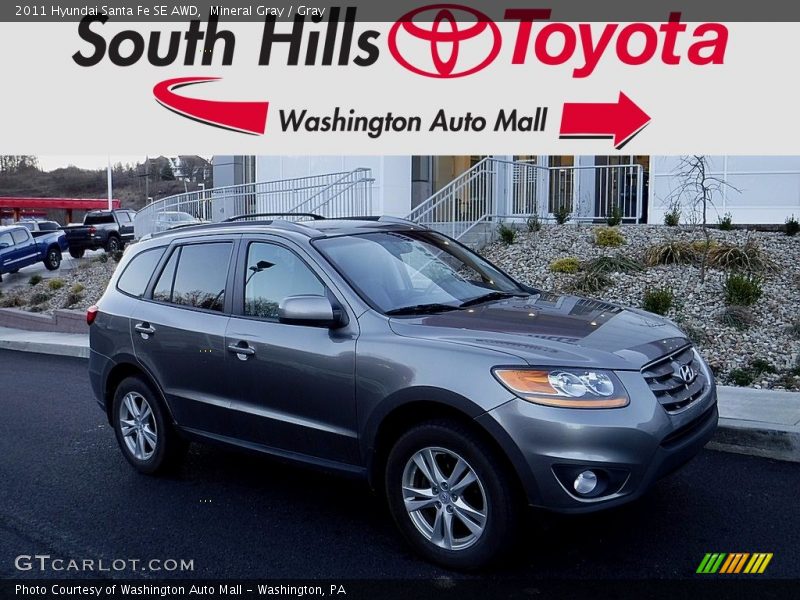Mineral Gray / Gray 2011 Hyundai Santa Fe SE AWD
