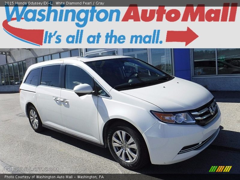 White Diamond Pearl / Gray 2015 Honda Odyssey EX-L