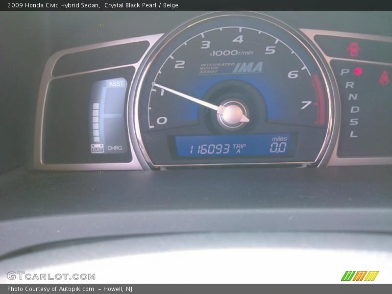 Crystal Black Pearl / Beige 2009 Honda Civic Hybrid Sedan