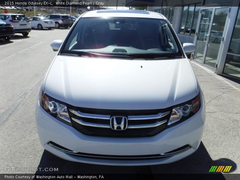White Diamond Pearl / Gray 2015 Honda Odyssey EX-L