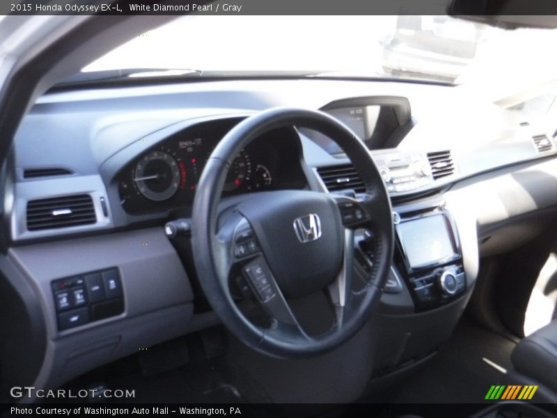 White Diamond Pearl / Gray 2015 Honda Odyssey EX-L