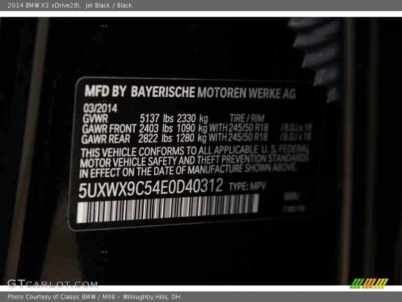 Jet Black / Black 2014 BMW X3 xDrive28i