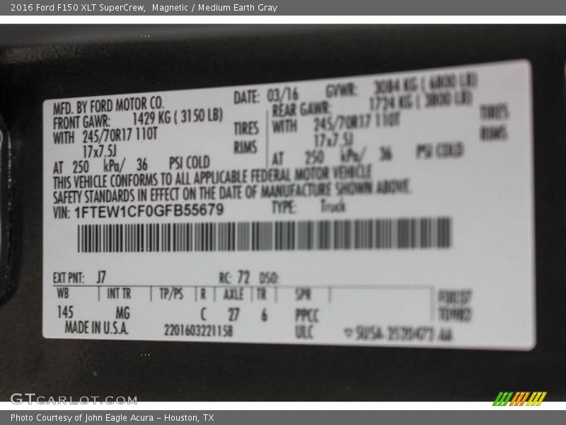 Magnetic / Medium Earth Gray 2016 Ford F150 XLT SuperCrew
