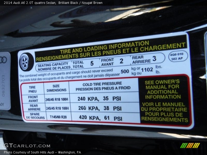 Brilliant Black / Nougat Brown 2014 Audi A6 2.0T quattro Sedan