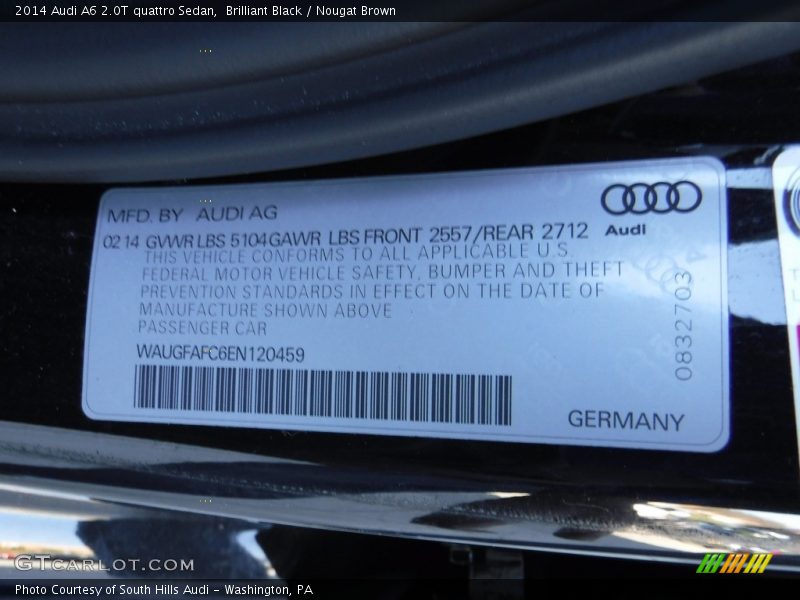 Brilliant Black / Nougat Brown 2014 Audi A6 2.0T quattro Sedan