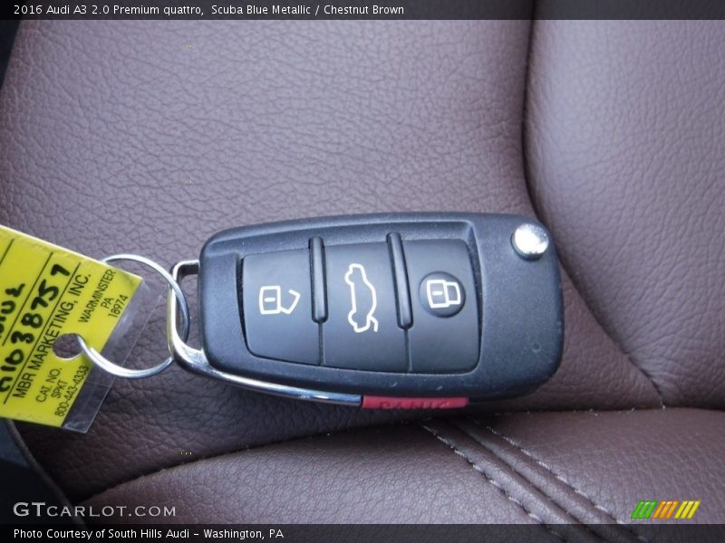 Scuba Blue Metallic / Chestnut Brown 2016 Audi A3 2.0 Premium quattro
