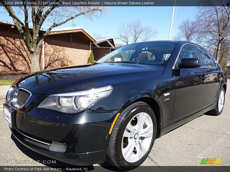 Black Sapphire Metallic / Natural Brown Dakota Leather 2009 BMW 5 Series 528xi Sedan